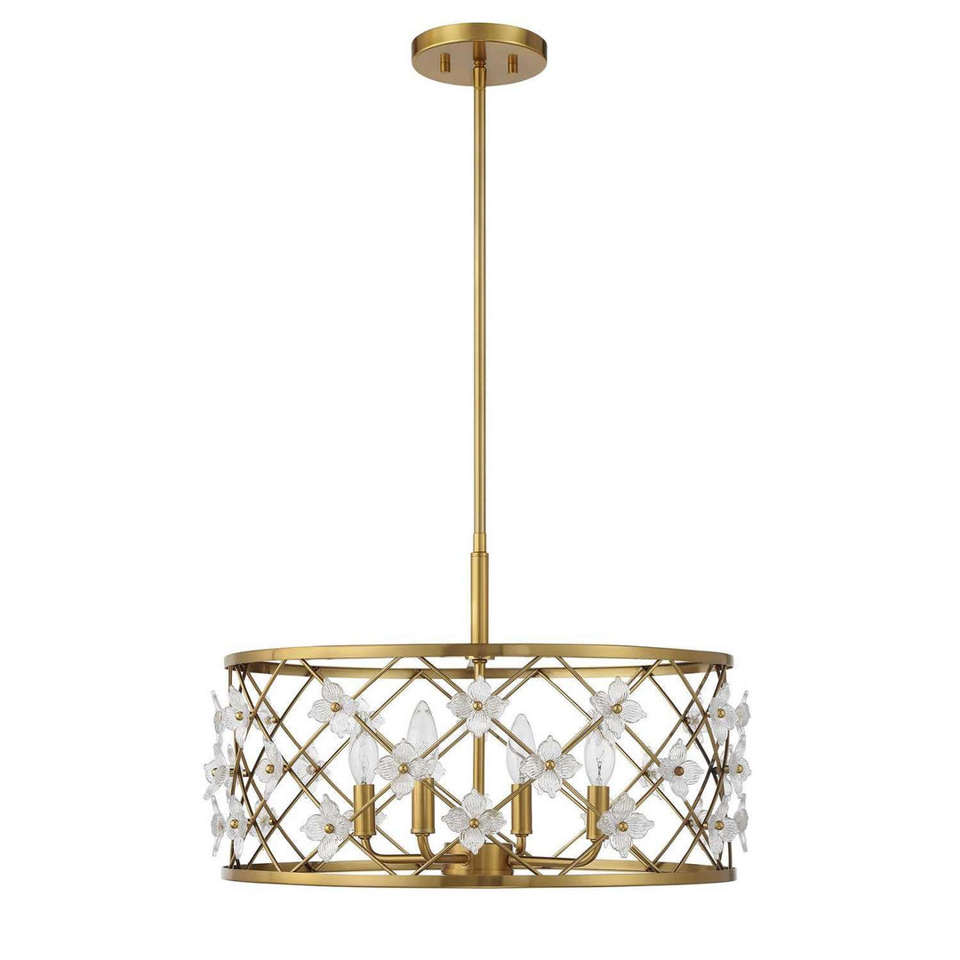 Bailey Four Light Convertible Semi-Flush /Pendant in Warm Brass Savoy House