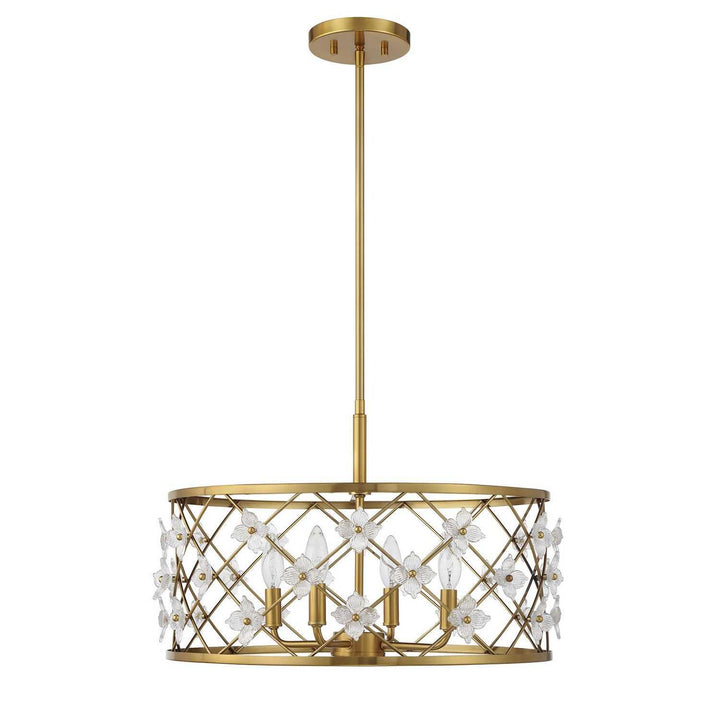 Bailey Four Light Convertible Semi-Flush /Pendant in Warm Brass Savoy House