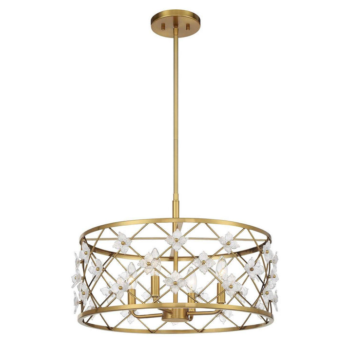 Bailey Four Light Convertible Semi-Flush /Pendant in Warm Brass Savoy House