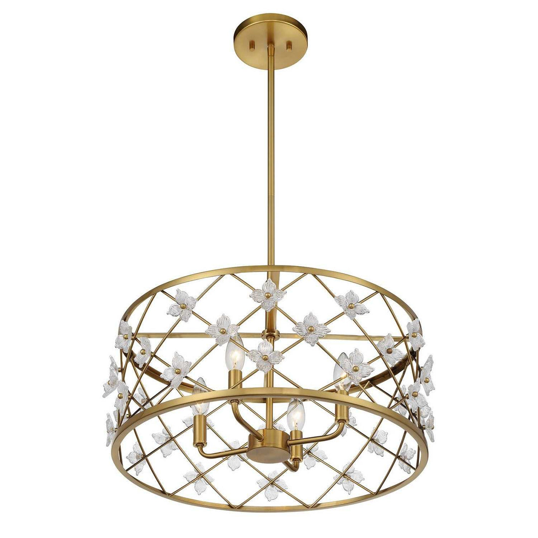 Bailey Four Light Convertible Semi-Flush /Pendant in Warm Brass Savoy House