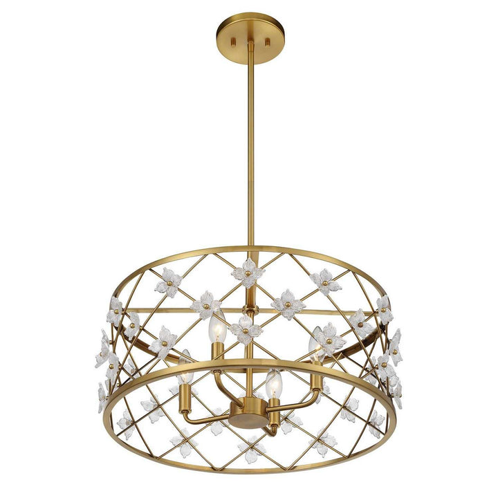 Bailey Four Light Convertible Semi-Flush /Pendant in Warm Brass Savoy House