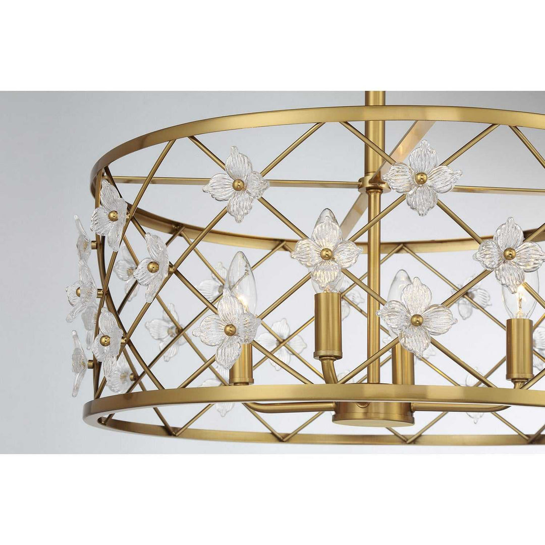 Bailey Four Light Convertible Semi-Flush /Pendant in Warm Brass Savoy House