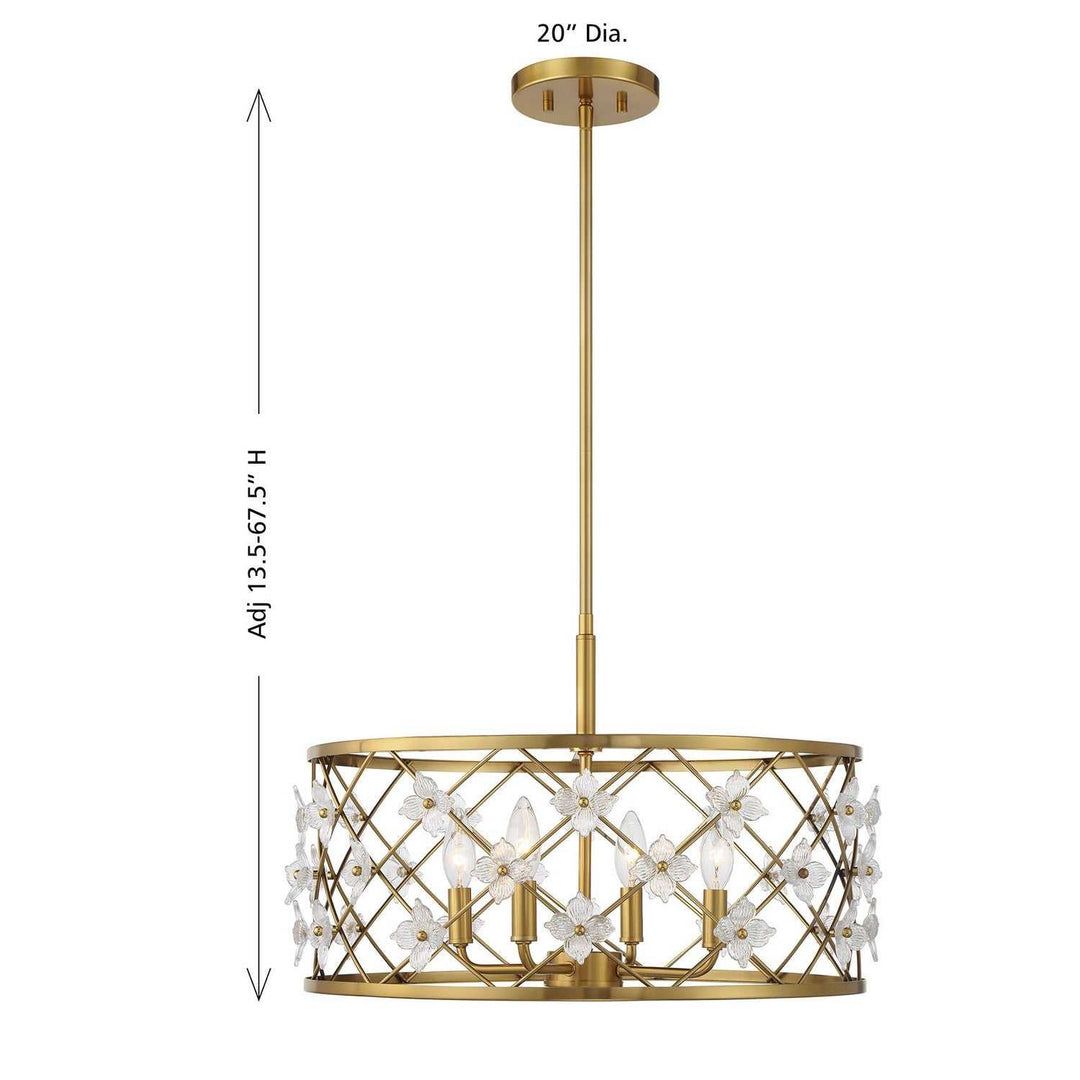 Bailey Four Light Convertible Semi-Flush /Pendant in Warm Brass Savoy House