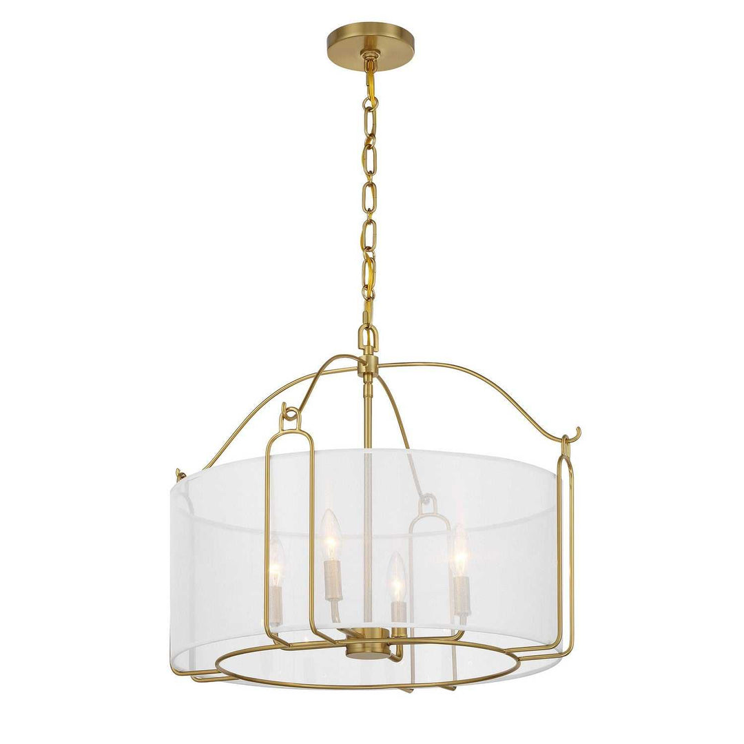 Ashlay Four Light Pendant in Warm Brass Savoy House