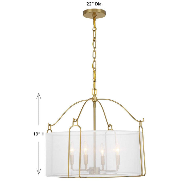 Ashlay Four Light Pendant in Warm Brass Savoy House
