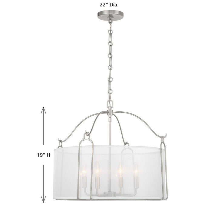 Ashlay Four Light Pendant in Satin Nickel Savoy House