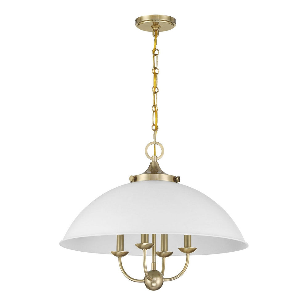 Monterey Four Light Pendant in White and Warm Brass Savoy House