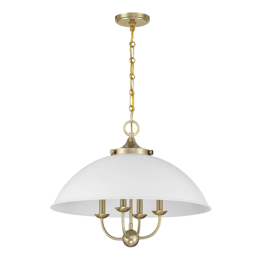 Monterey Four Light Pendant in White and Warm Brass Savoy House