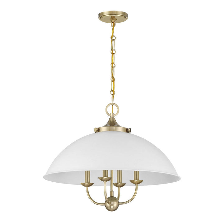 Monterey Four Light Pendant in White and Warm Brass Savoy House