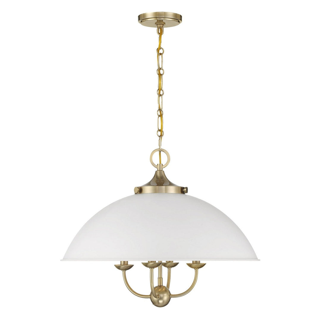 Monterey Four Light Pendant in White and Warm Brass Savoy House