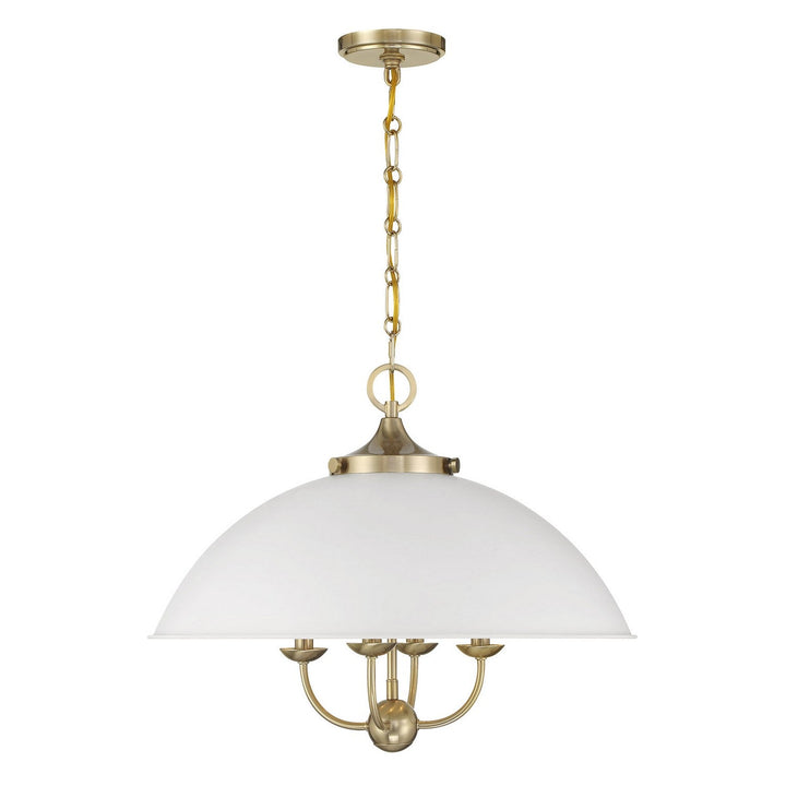 Monterey Four Light Pendant in White and Warm Brass Savoy House