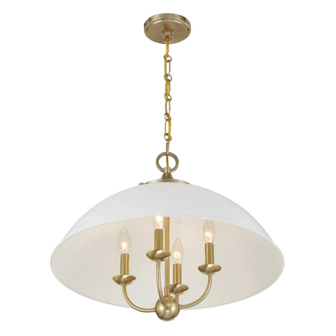 Monterey Four Light Pendant in White and Warm Brass Savoy House
