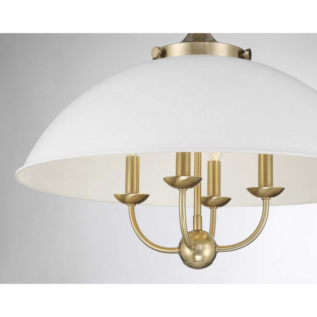 Monterey Four Light Pendant in White and Warm Brass Savoy House
