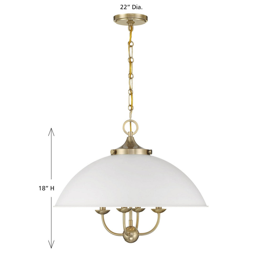 Monterey Four Light Pendant in White and Warm Brass Savoy House