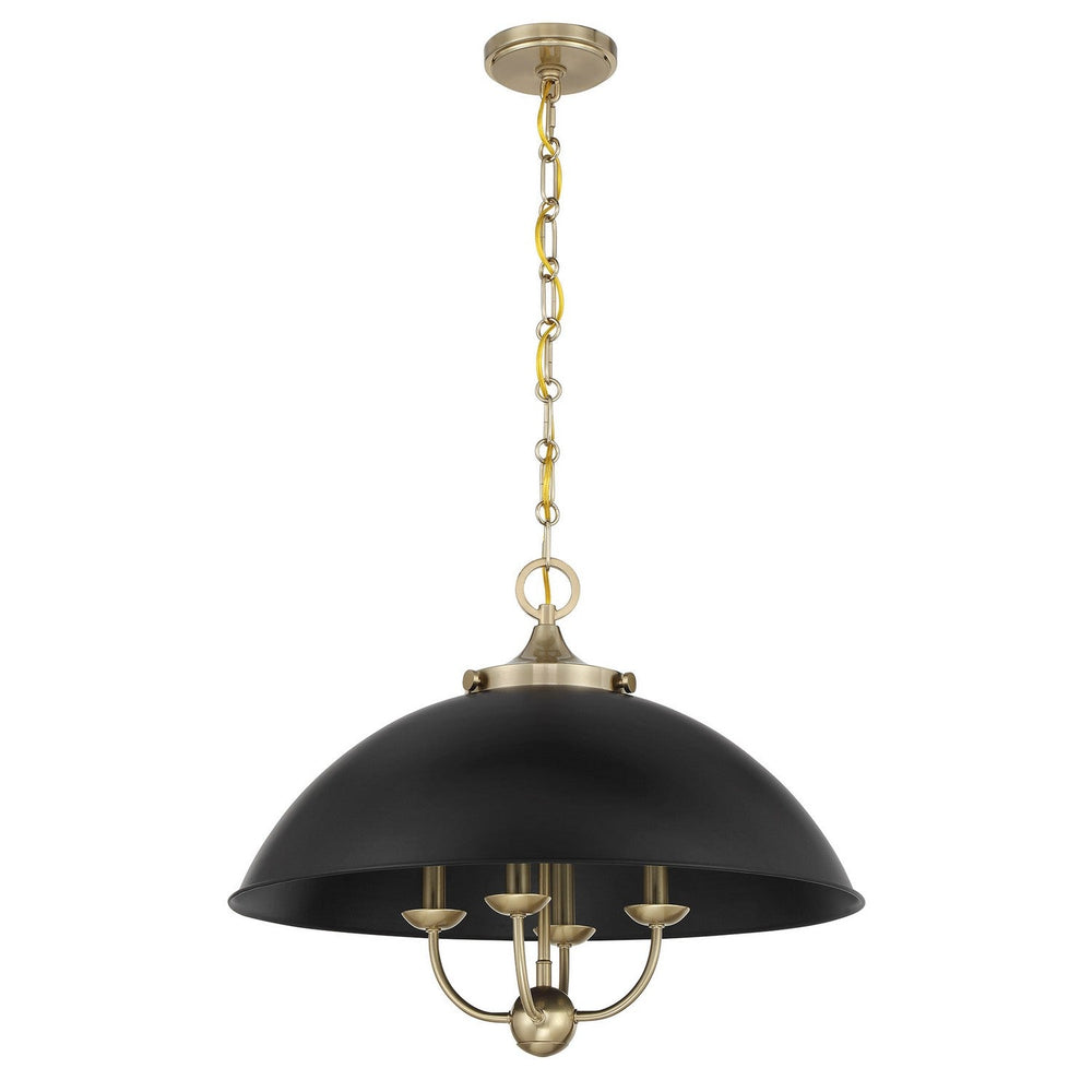 Monterey Four Light Pendant in Matte Black and Warm Brass Savoy House