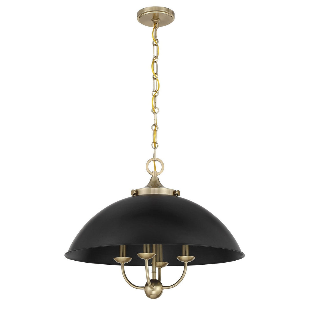 Monterey Four Light Pendant in Matte Black and Warm Brass Savoy House