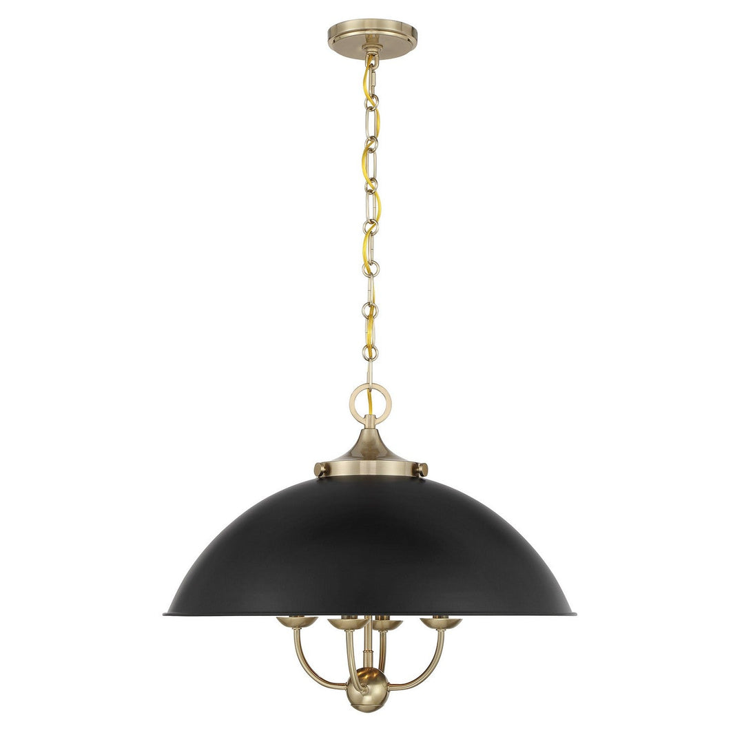 Monterey Four Light Pendant in Matte Black and Warm Brass Savoy House
