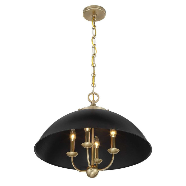 Monterey Four Light Pendant in Matte Black and Warm Brass Savoy House