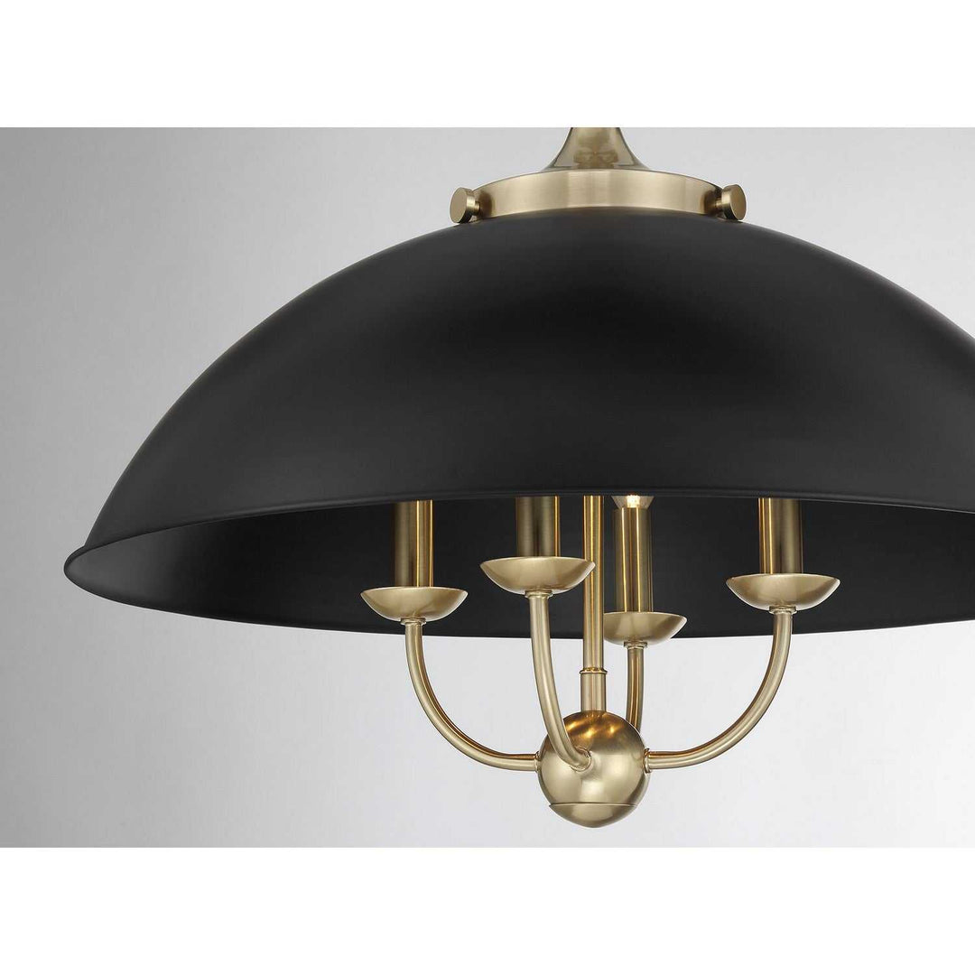 Monterey Four Light Pendant in Matte Black and Warm Brass Savoy House