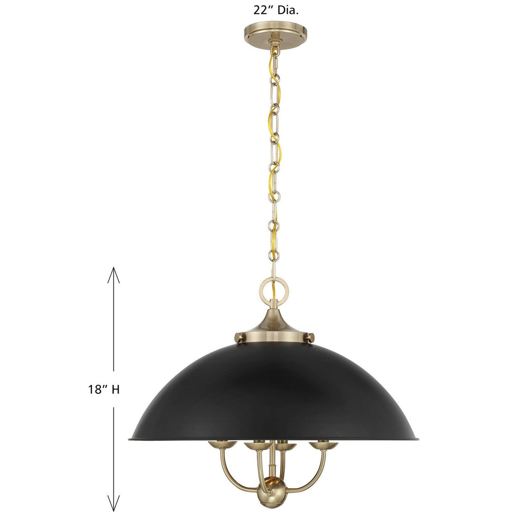 Monterey Four Light Pendant in Matte Black and Warm Brass Savoy House