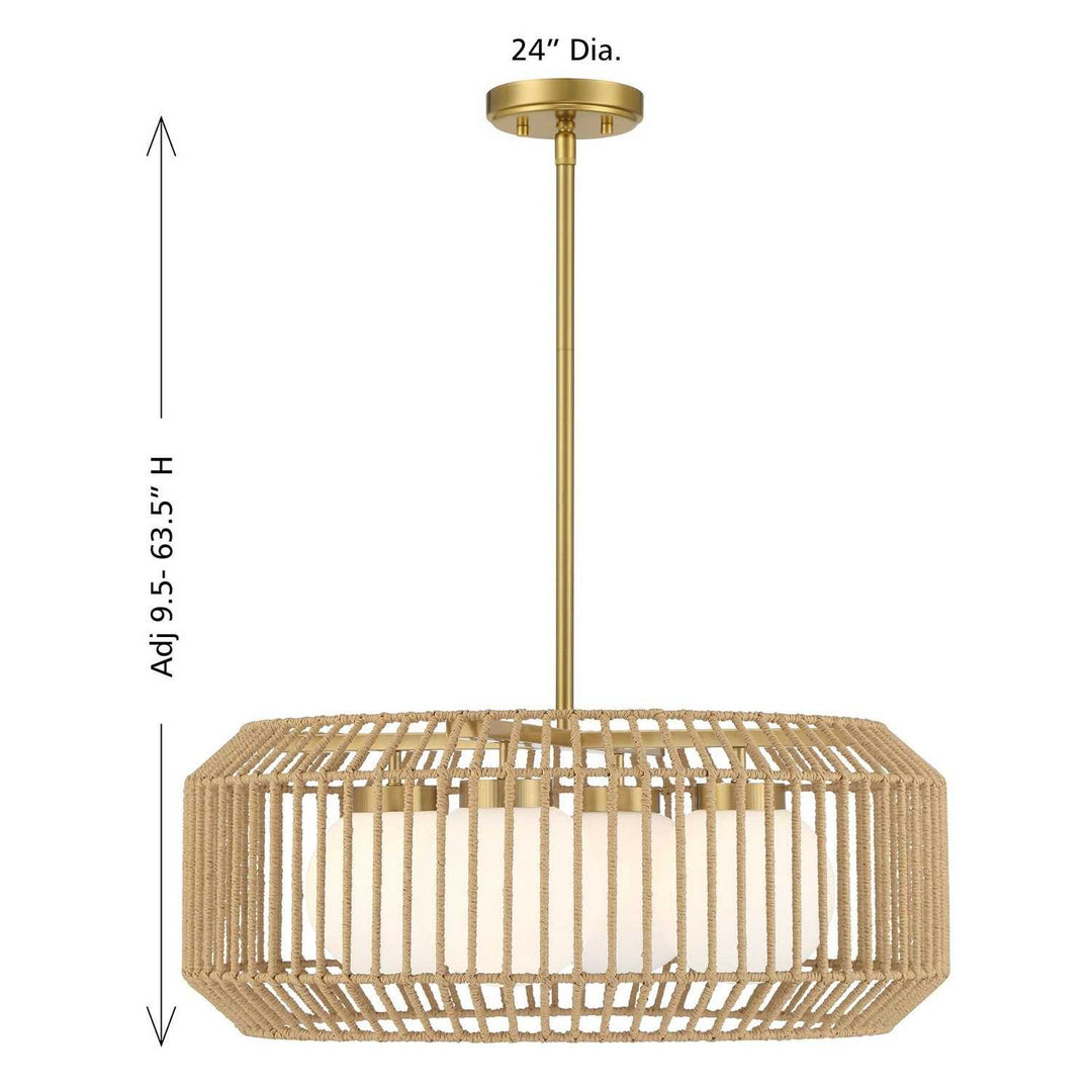 Pastis Four Light Pendant in Warm Brass Savoy House