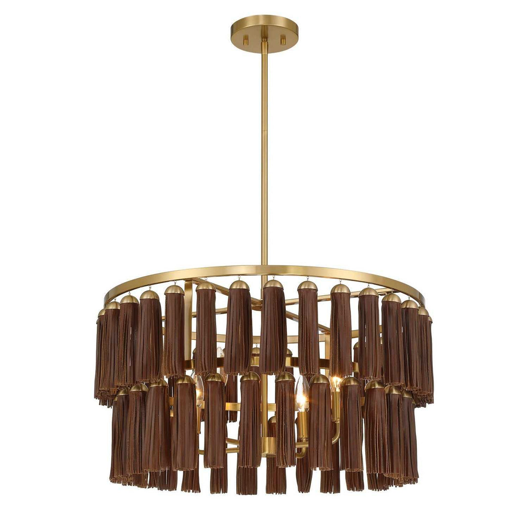Aquitane Four Light Pendant in Warm Brass Savoy House