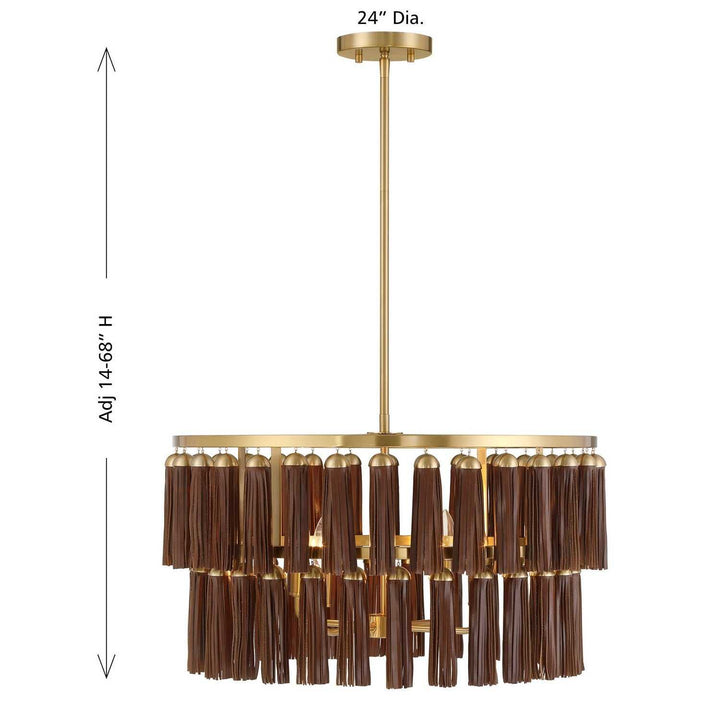 Aquitane Four Light Pendant in Warm Brass Savoy House