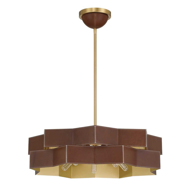 Atherton Five Light Pendant in Warm Brass Savoy House