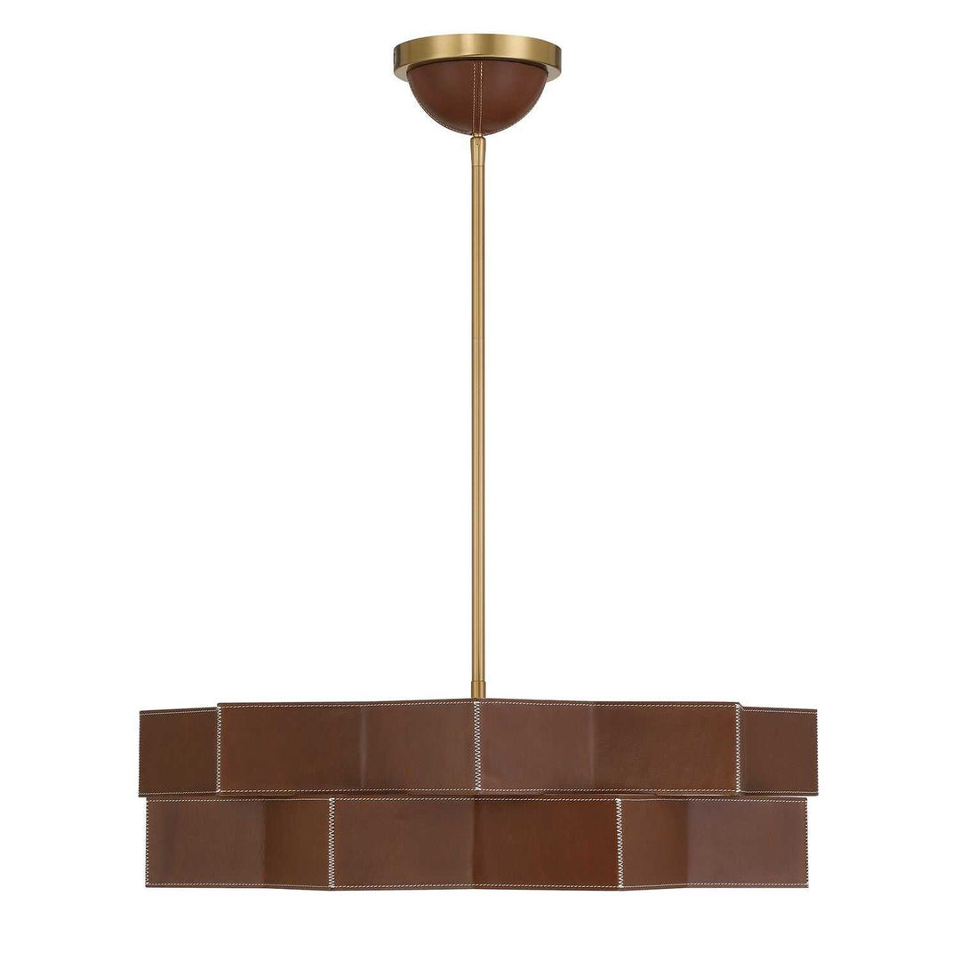 Atherton Five Light Pendant in Warm Brass Savoy House