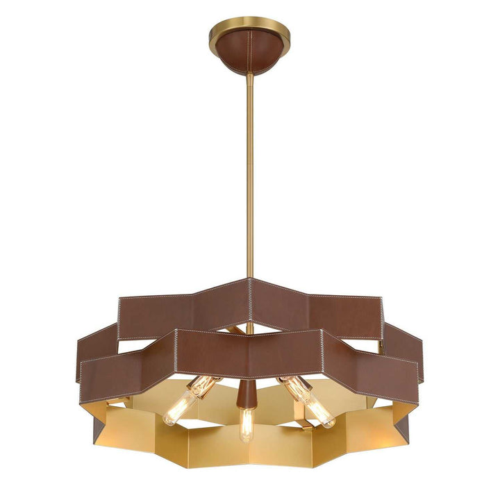 Atherton Five Light Pendant in Warm Brass Savoy House