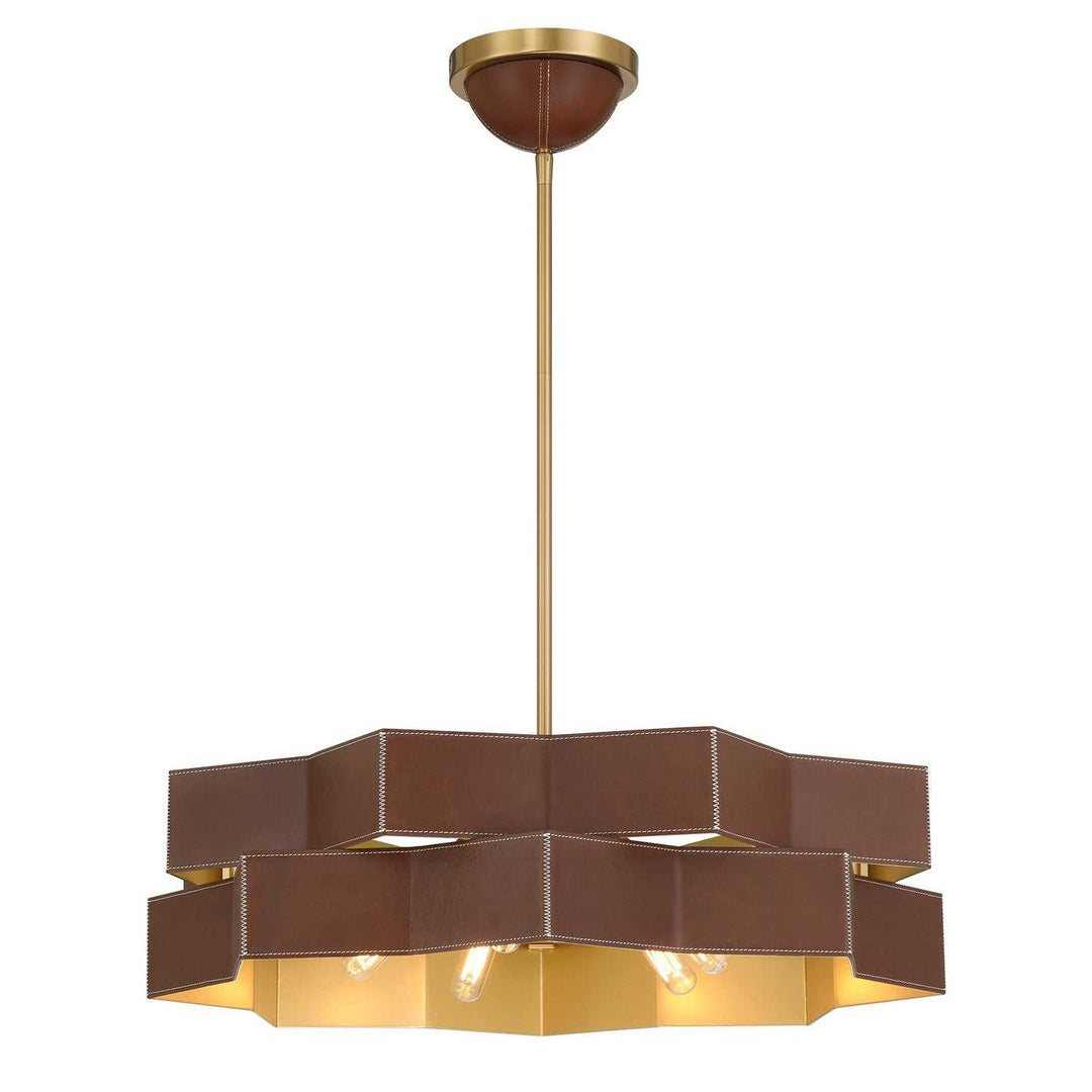 Atherton Five Light Pendant in Warm Brass Savoy House
