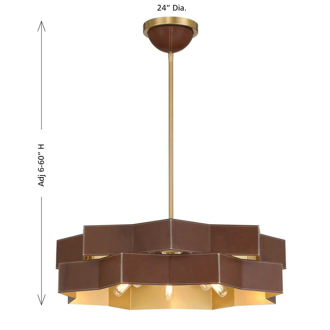 Atherton Five Light Pendant in Warm Brass Savoy House