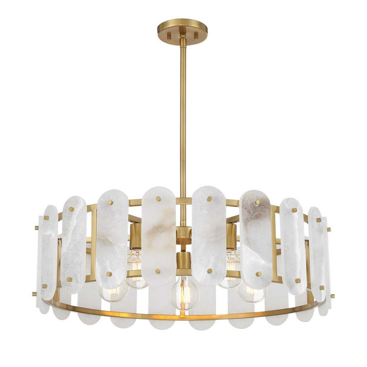 Antolini Five Light Pendant in Warm Brass Savoy House