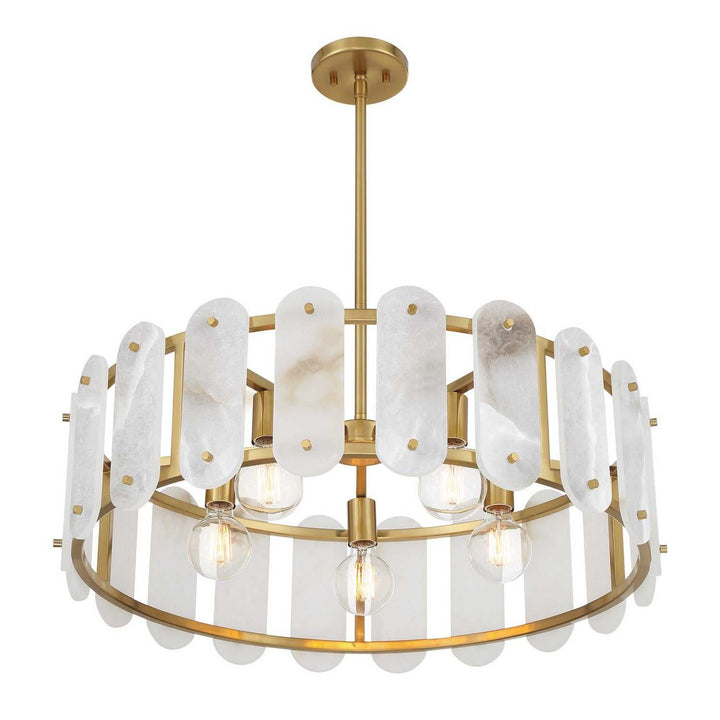 Antolini Five Light Pendant in Warm Brass Savoy House