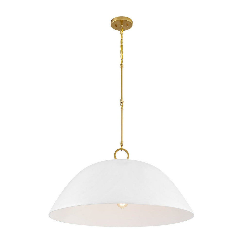 Alta One Light Pendant in White Bisque and Brass Savoy House