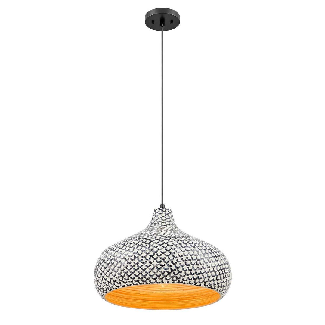 Savoy House - 7-3095-1-201 - One Light Pendant - Jade - Black/White Shell