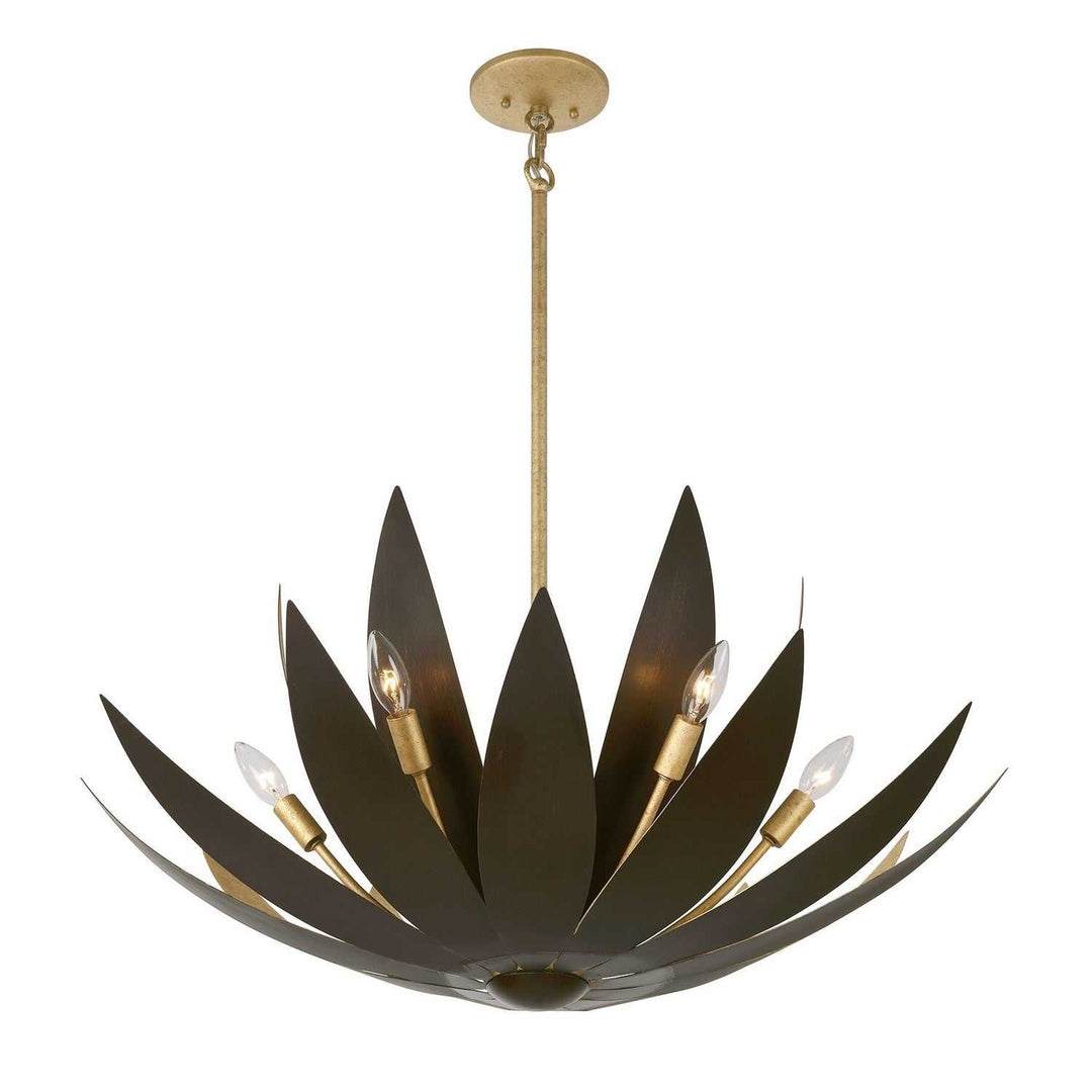 Loto Six Light Pendant in Centura and Burnished Gold Savoy House