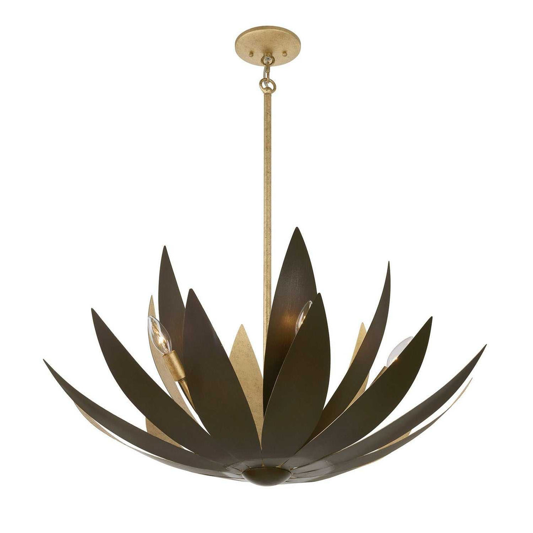 Loto Six Light Pendant in Centura and Burnished Gold Savoy House