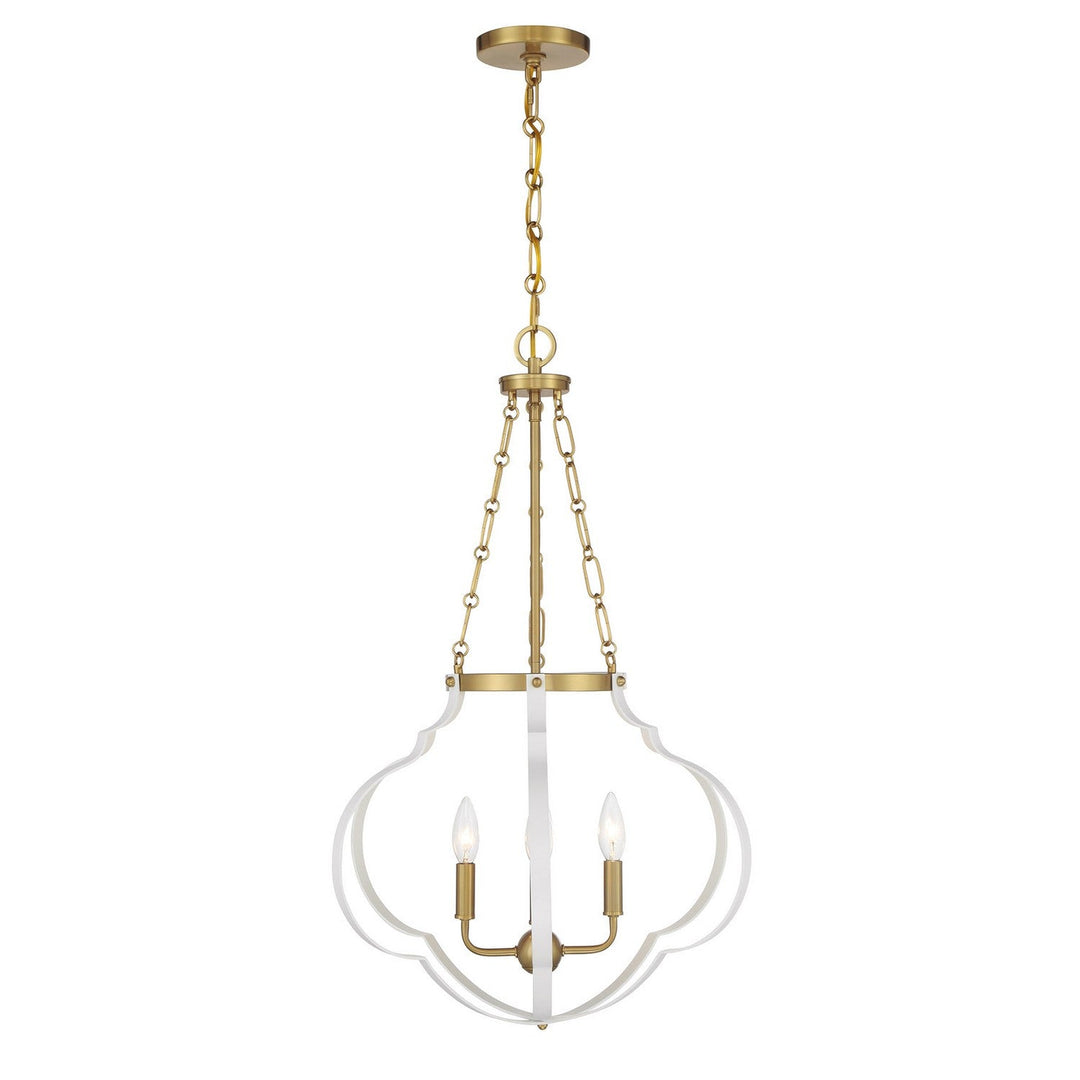 Savoy House - 7-4866-4-142 - Four Light Pendant - Mercer - White/Warm Brass