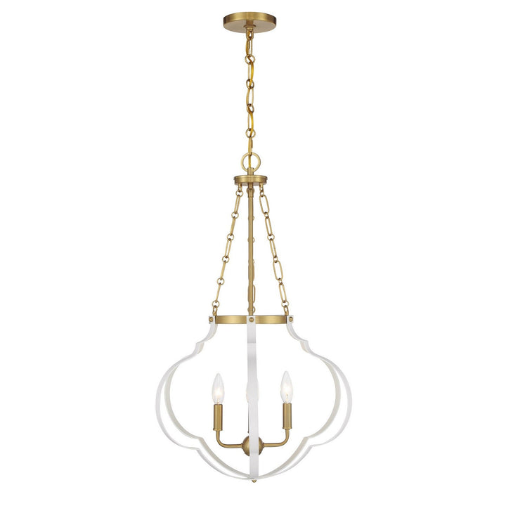 Savoy House - 7-4866-4-142 - Four Light Pendant - Mercer - White/Warm Brass
