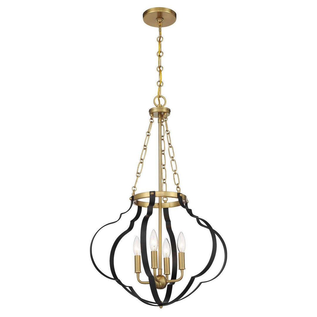 Savoy House - 7-4866-4-143 - Four Light Pendant - Mercer - Matte Black/Warm Brass