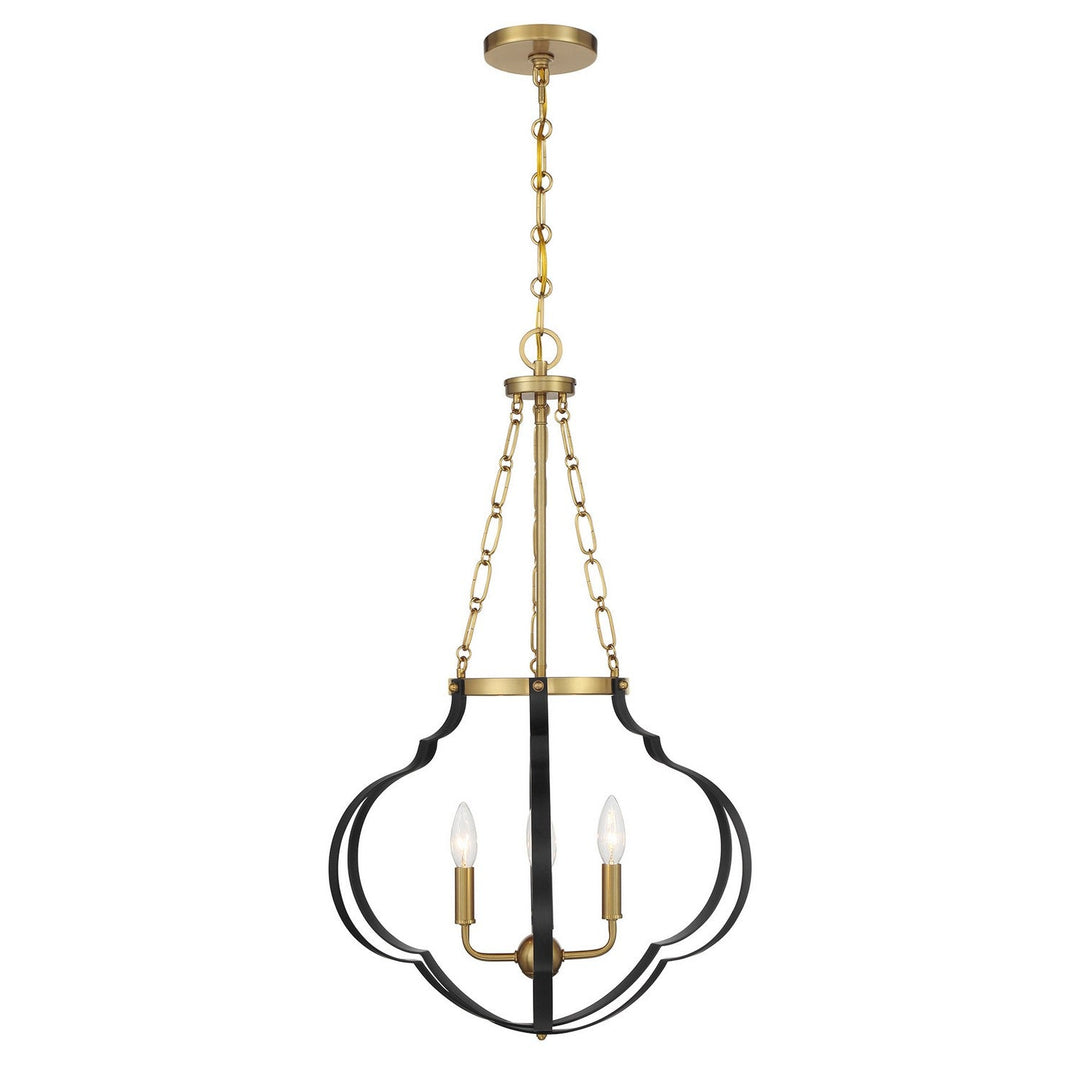 Savoy House - 7-4866-4-143 - Four Light Pendant - Mercer - Matte Black/Warm Brass