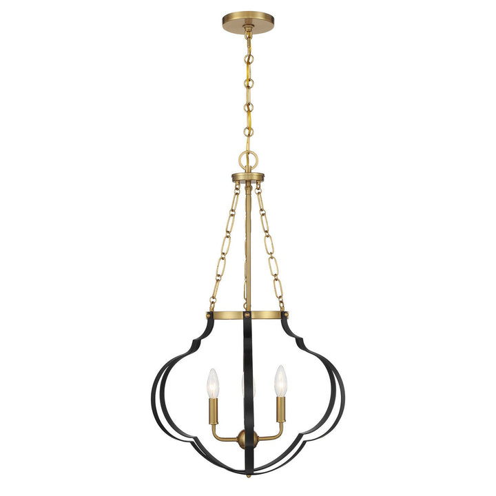 Savoy House - 7-4866-4-143 - Four Light Pendant - Mercer - Matte Black/Warm Brass