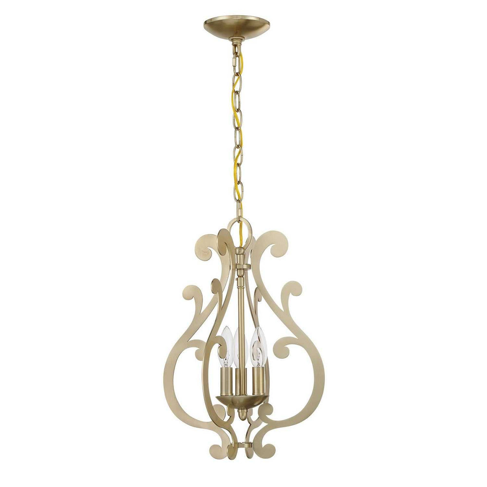 Lombard Three Light Pendant in Noble Brass Savoy House