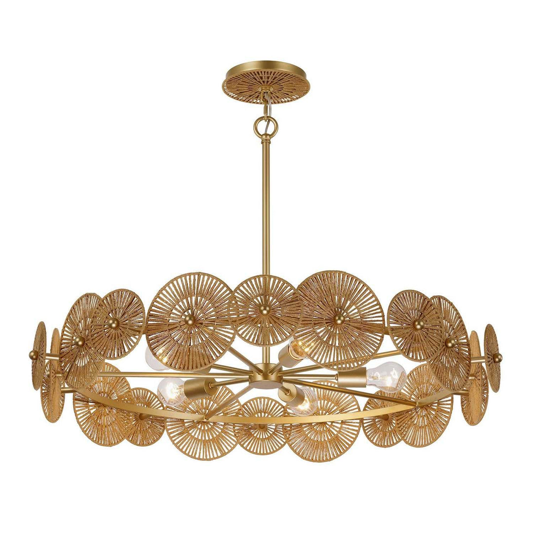 Abbott Five Light Pendant in Distressed Gold Savoy House