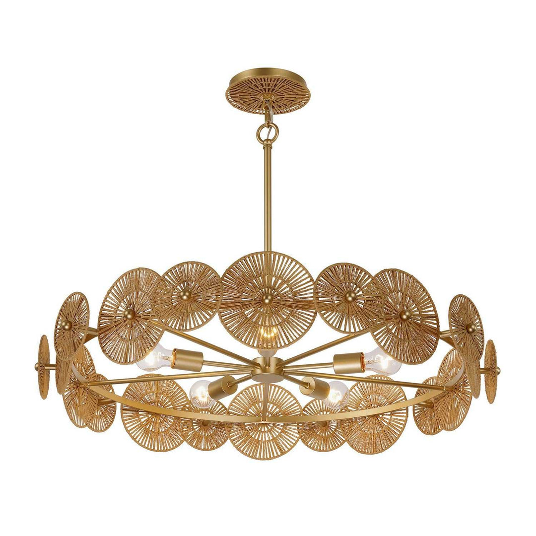 Abbott Five Light Pendant in Distressed Gold Savoy House
