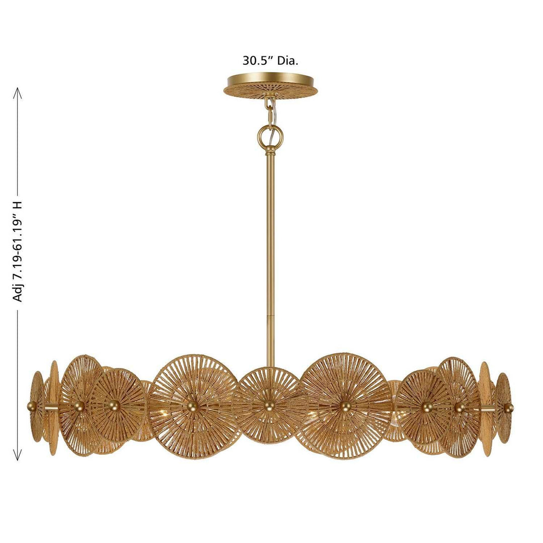 Abbott Five Light Pendant in Distressed Gold Savoy House