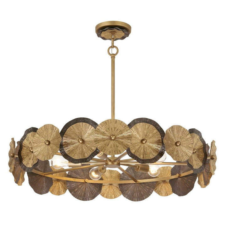 Lincoln Five Light Pendant in Distressed Gold and Bronze Savoy House