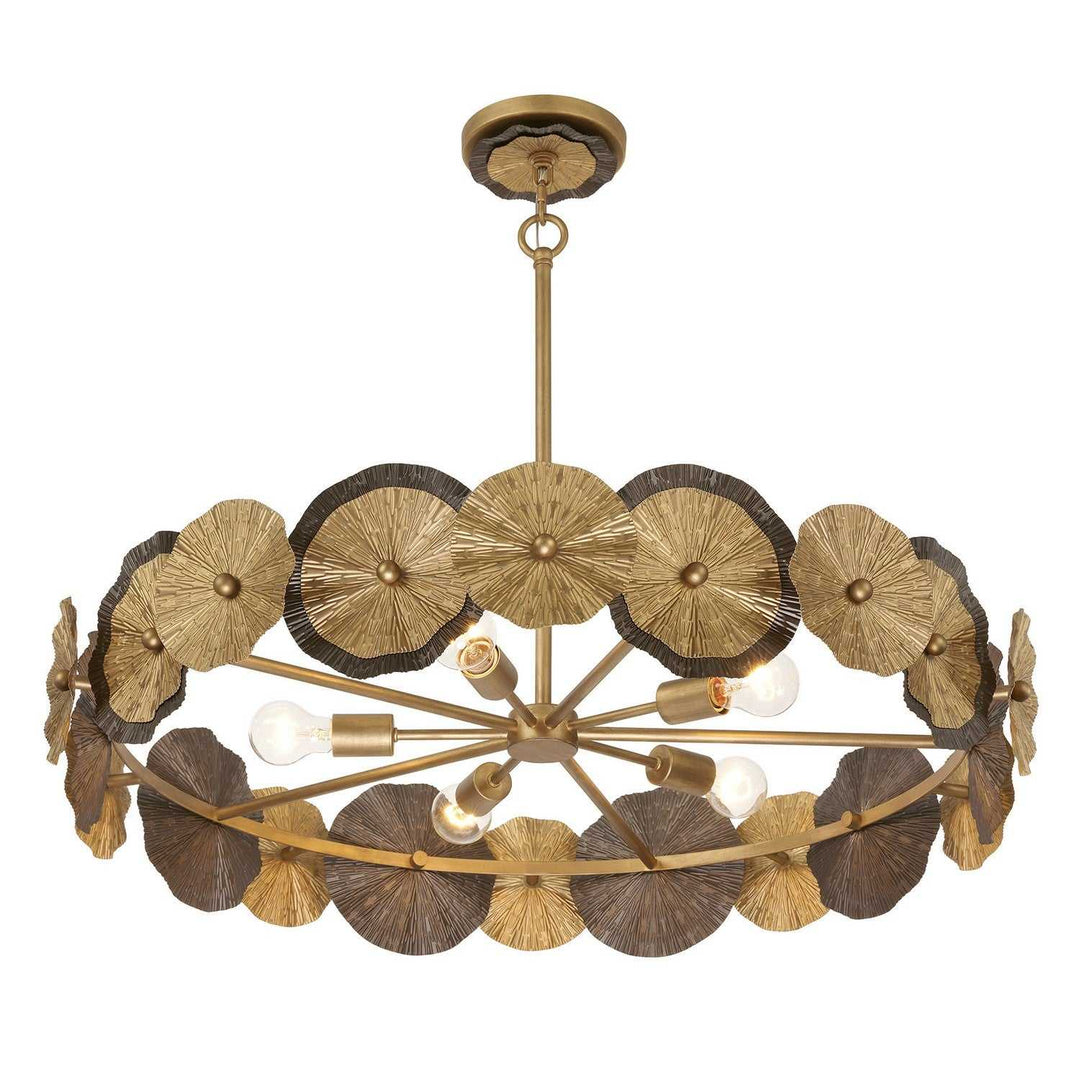 Lincoln Five Light Pendant in Distressed Gold and Bronze Savoy House