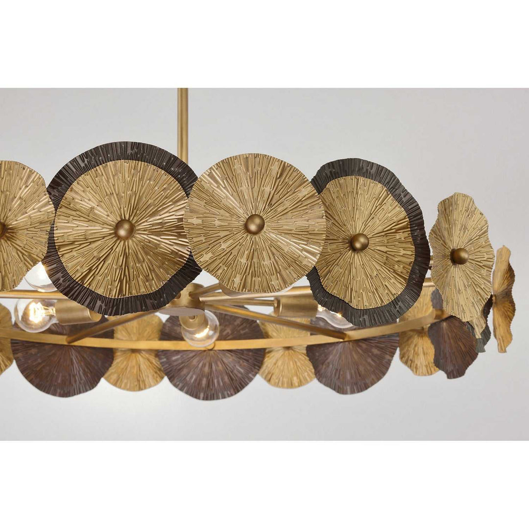 Lincoln Five Light Pendant in Distressed Gold and Bronze Savoy House